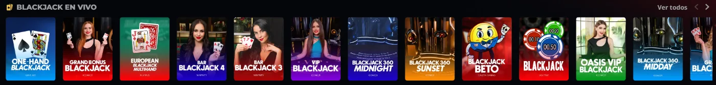 Instant Win casino blackjack en vivo con mesas y juegos de cartas online